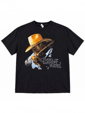 Charlie Daniels Band Graphic Tee Delta Pro Weight Black M Y2K
